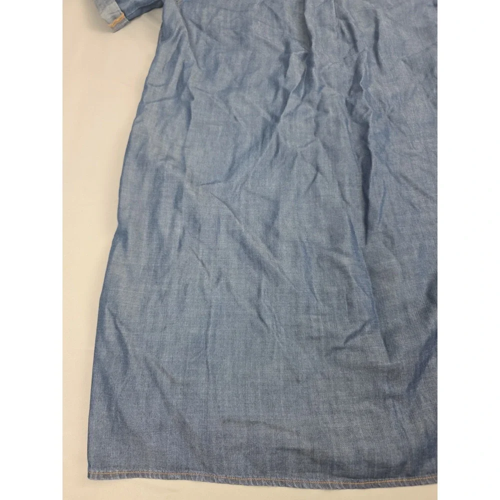 Philosophy Women's Dress Chambray Tunic Style Shirt Dress Lace Up XL Tencel
